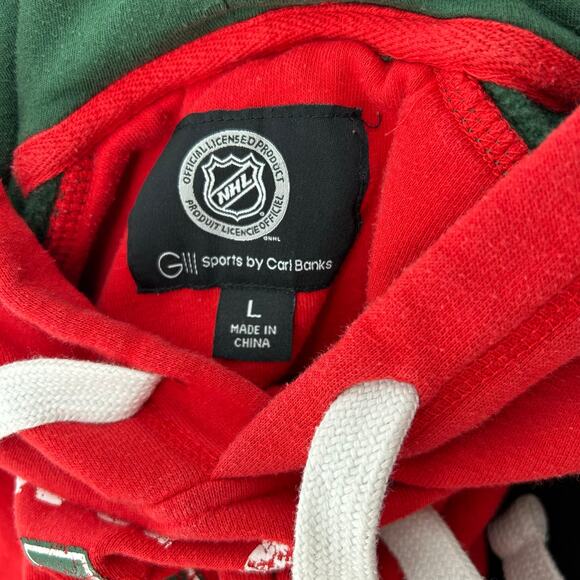 Men's Red Green NHL Minnesota Wild Hockey Hoodie Pullover Sweatshirt Size Large - Picture 2 of 7